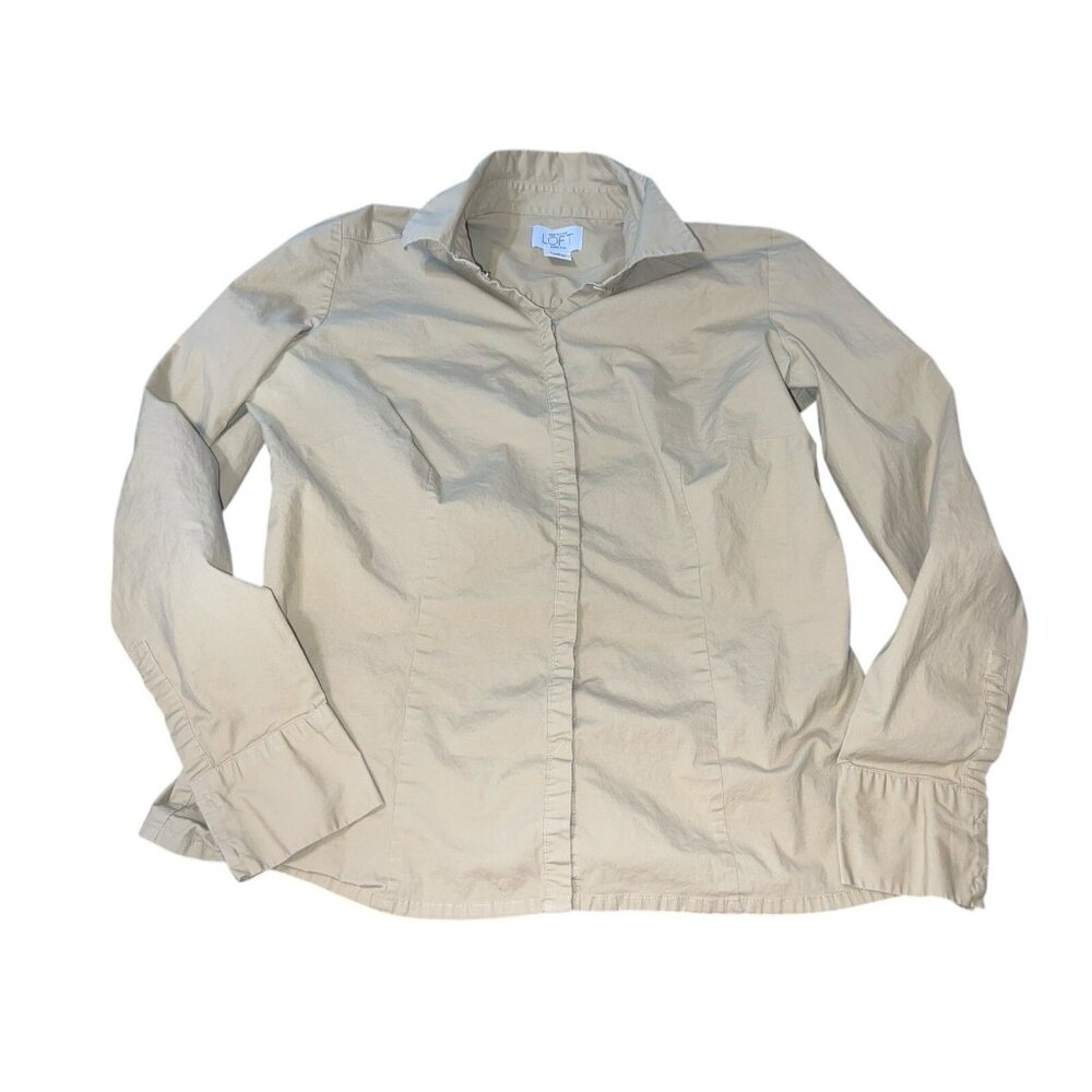 ANN TAYLOR LOFT Women's Size 10 Khaki Button Up Shirt